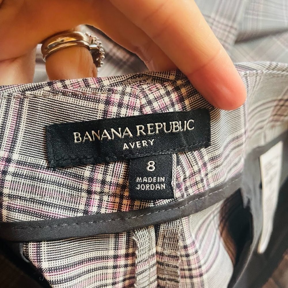 Banana Republic Gray Plaid Straight-Leg Pants - Picture 7 of 10